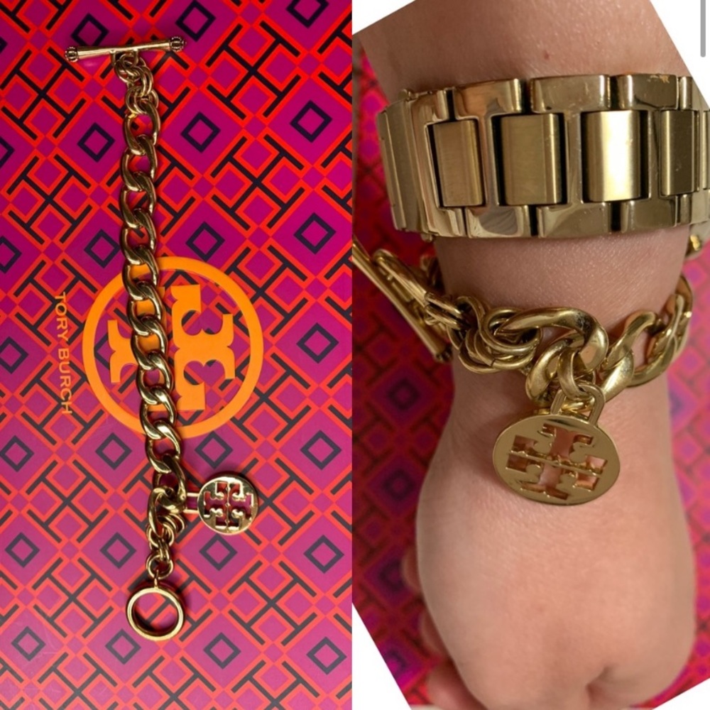 Auténtic Tory Burch Gold toggle closure bracelet
